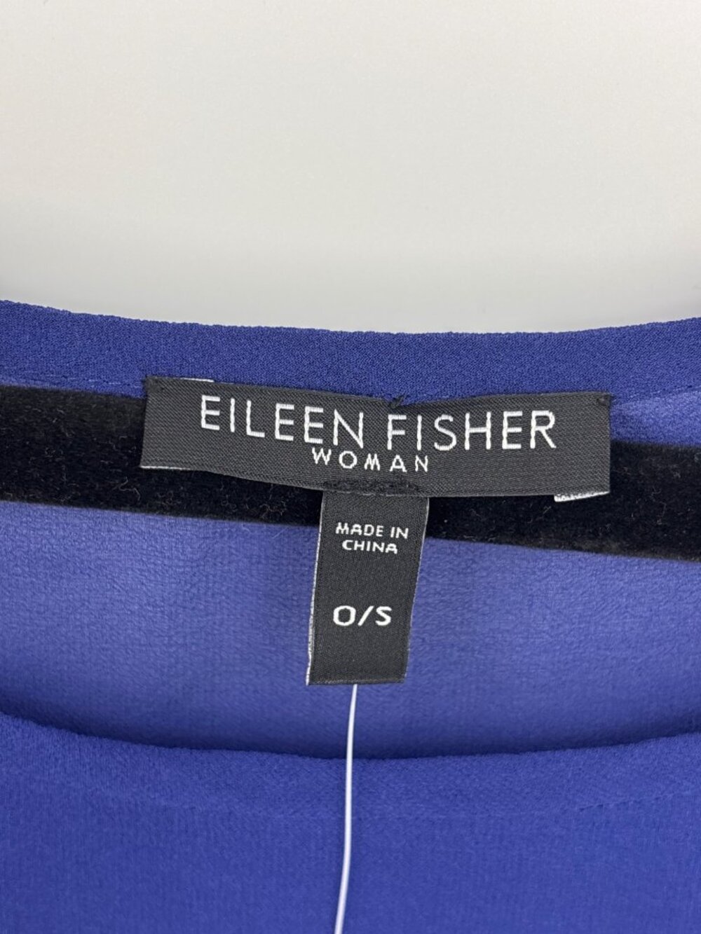 Eileen Fisher Women Sheer 100 % Silk Bateau Georgette Poncho Blue One Size NEW - Picture 4 of 6